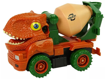 Dinozauras–betono maišytuvas su atsuktuvu – oranžinis