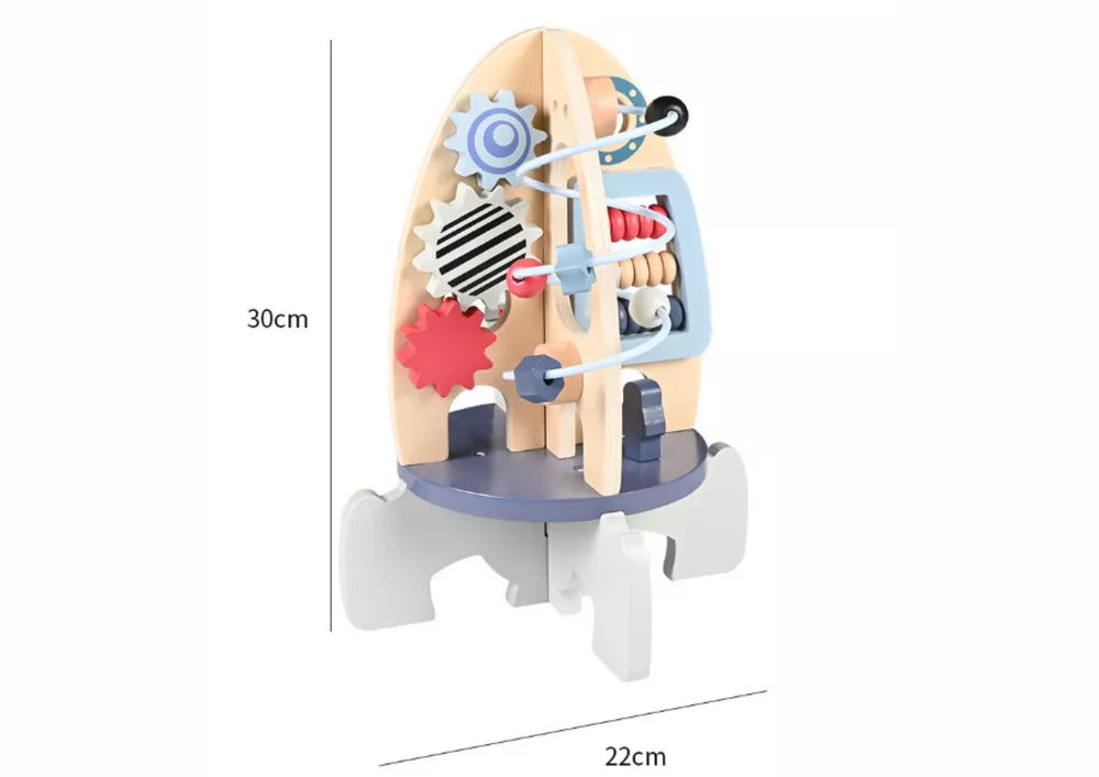 Medinė raketa su karoliukais ir krumpliaračiais