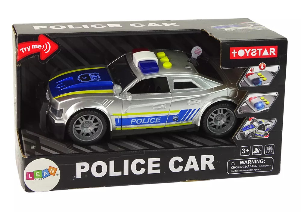 Policijos automobilis su šviesomis ir garsais