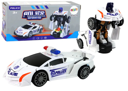 Policijos robotas automobilis baltas 2in1
