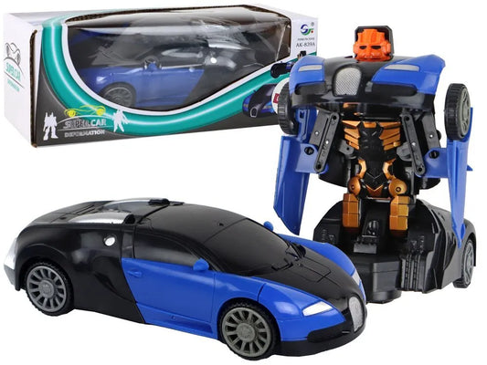 Robotas automobilis mėlynas 2in1