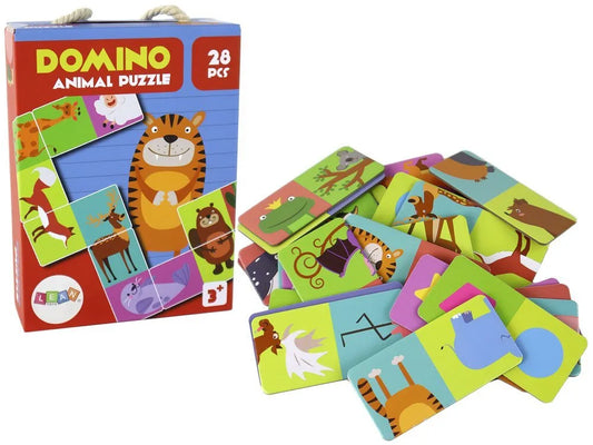 Dvipusis domino gyvūnai dėlionė 28 elementai