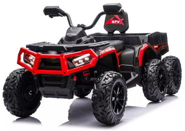 JC606 24V 4×4 vaikiškas elektrinis keturratis su priekaba, 6 ratai – raudonas