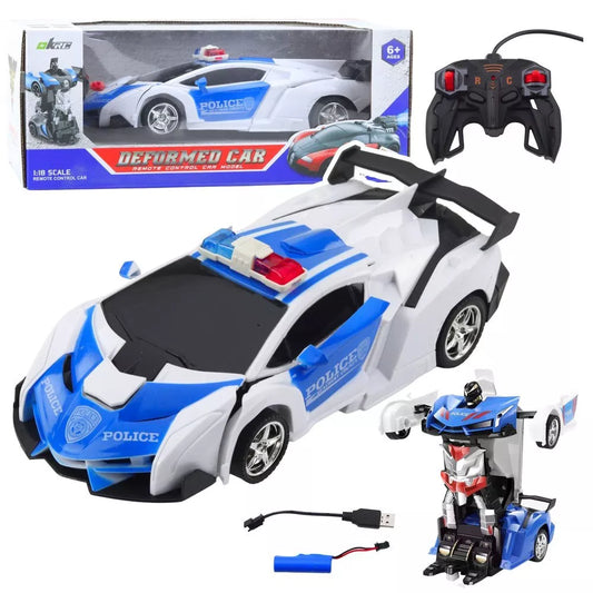 2in1 policijos automobilis–robotas su nuotoliniu valdymu, 1:18 mastelis