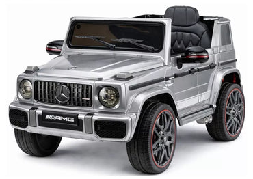 Mercedes AMG G 63 – elektrinis vaikiškas sidabrinis automobilis