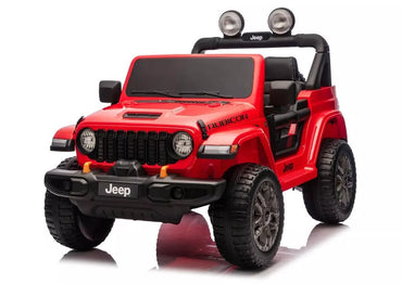 Jeep Rubicon 4×4 DK‑JWR556 – 24V, 4×200W, raudonas elektromobilis vaikams