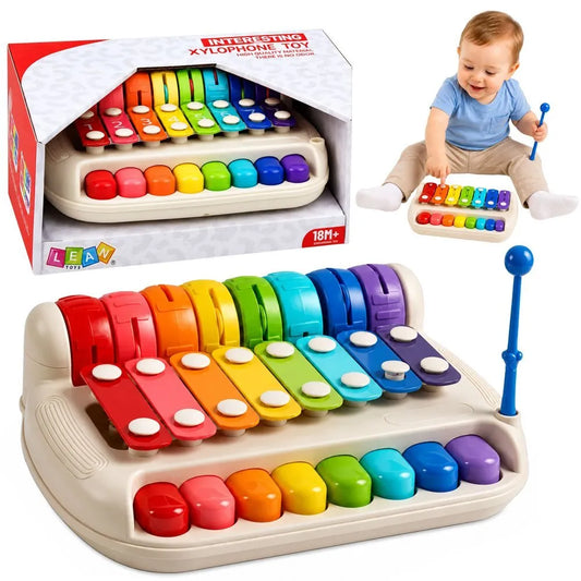 2in1 edukacinis vaikų ksilofonas–pianinas su lazdele