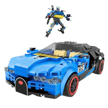 2‑in‑1 robotas ir sportinis automobilis – 328 dalių konstravimo rinkinys