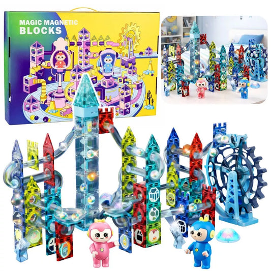 Magnetiniai konstruktoriai Magic Blocks – marmurinė trasa, 118 dalių