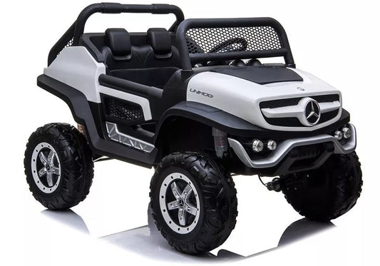 Akumuliatorinis automobilis vaikams Mercedes Unimog 4×4 – baltas