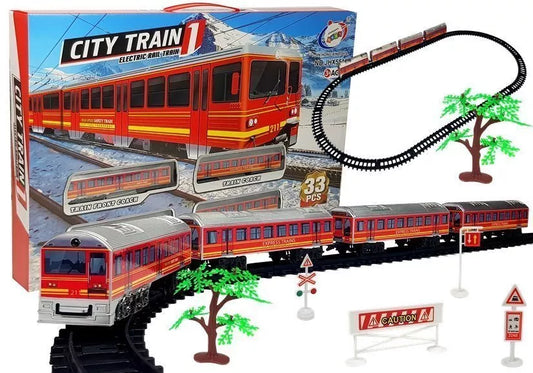Vaikiškas traukinio rinkinys su bėgiais – 33 dalių