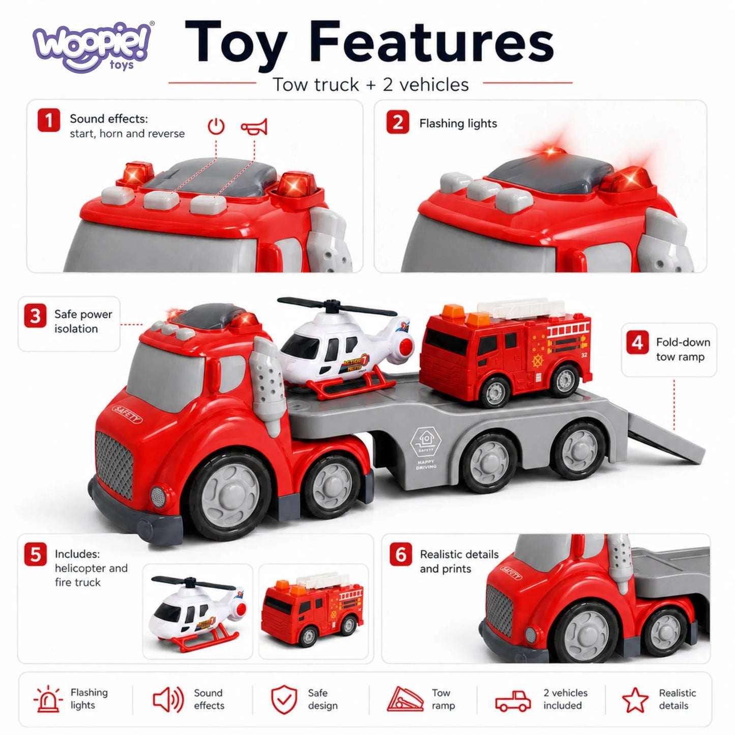 CITY TRUCK gaisrinės vilkikas su priekaba, sraigtasparniu ir gaisrine, 3+