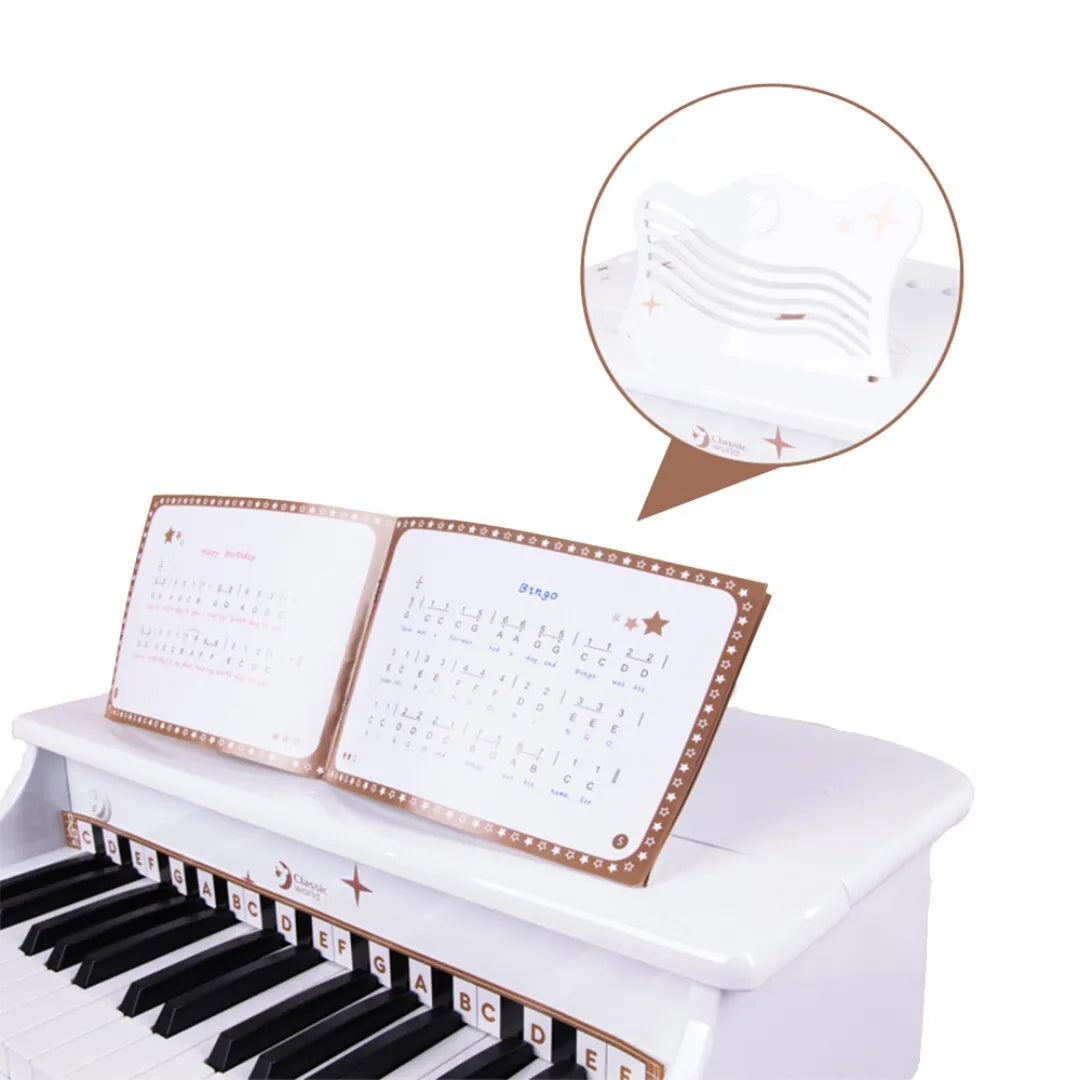Classic World baltas elektroninis fortepionas su stovu