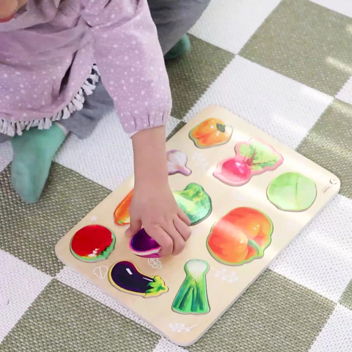 Classic World medinė Montessori daržovių dėlionė – 6 el.