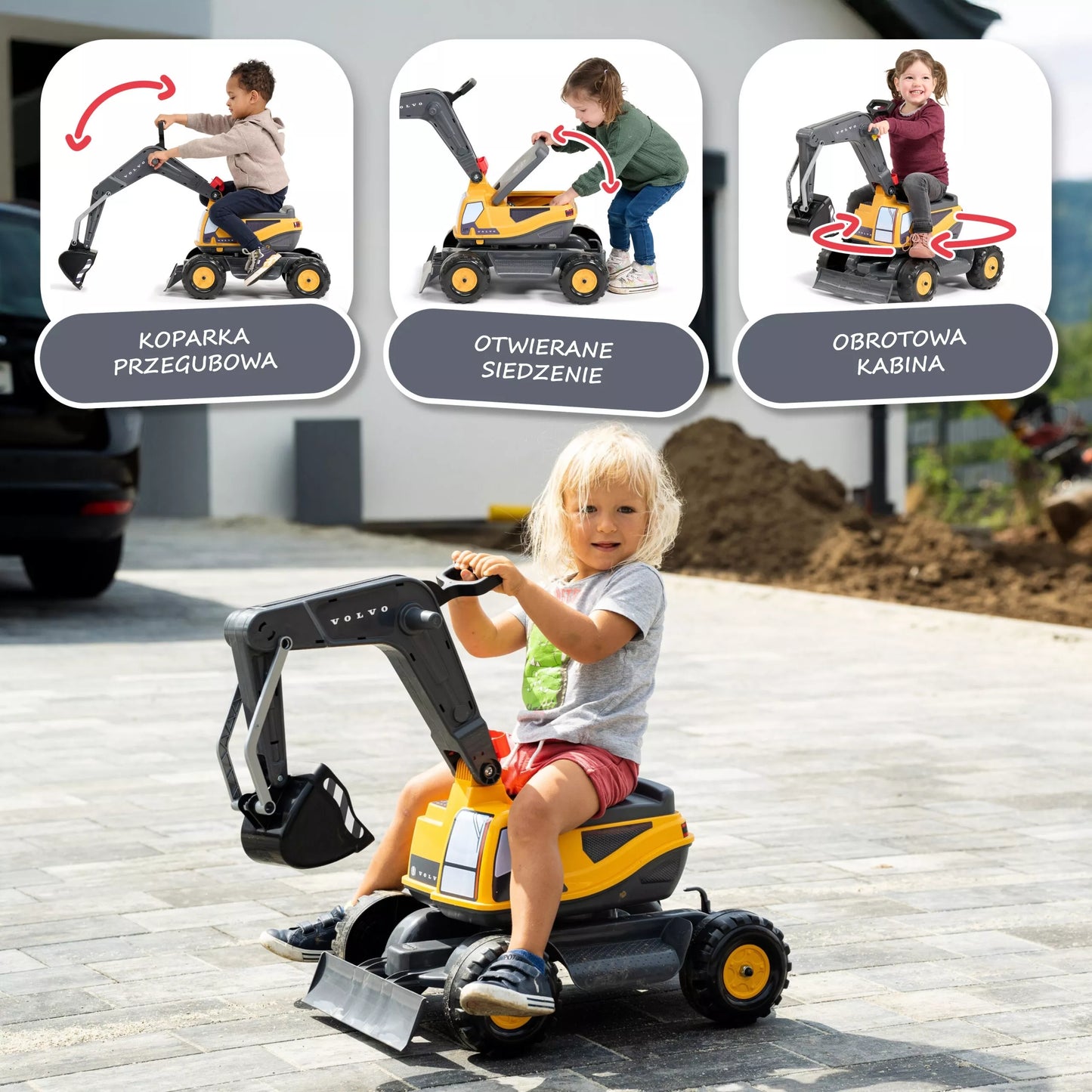 FALK Volvo šarnyrinis ekskavatorius su pasukama kabina ir kastuvu-plūgu