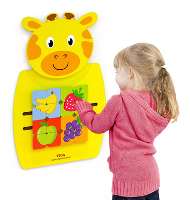 VIGA medinė žirafos manipuliavimo lenta su FSC Montessori sertifikatu