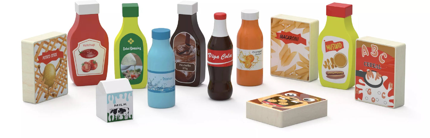 VIGA medinis užkandžių ir gėrimų rinkinys, 12 maisto produktų