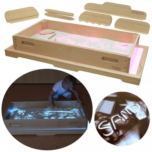 MASTERKIDZ Stačiakampis smėlio žaidimų padėklas su LED panelėmis