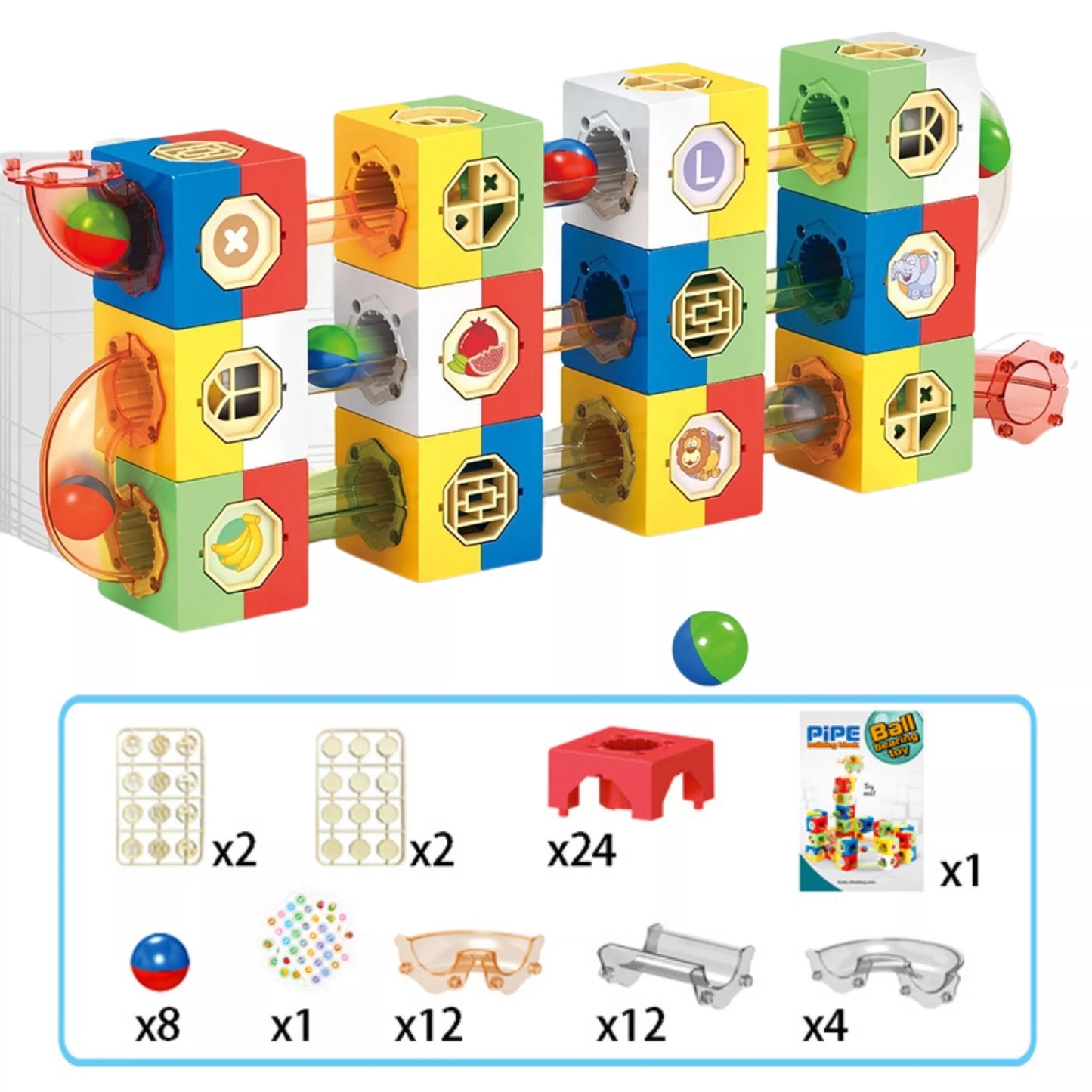 WOOPIE Marmurinis bėgimo kamuoliuko bėgimo takelio konstruktoriaus rinkinys 3D kaladėlės