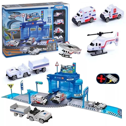 WOOPIE teminis rinkinys Oro uosto policijos nuovada su automobiliais ir sraigtasparniu 37el.