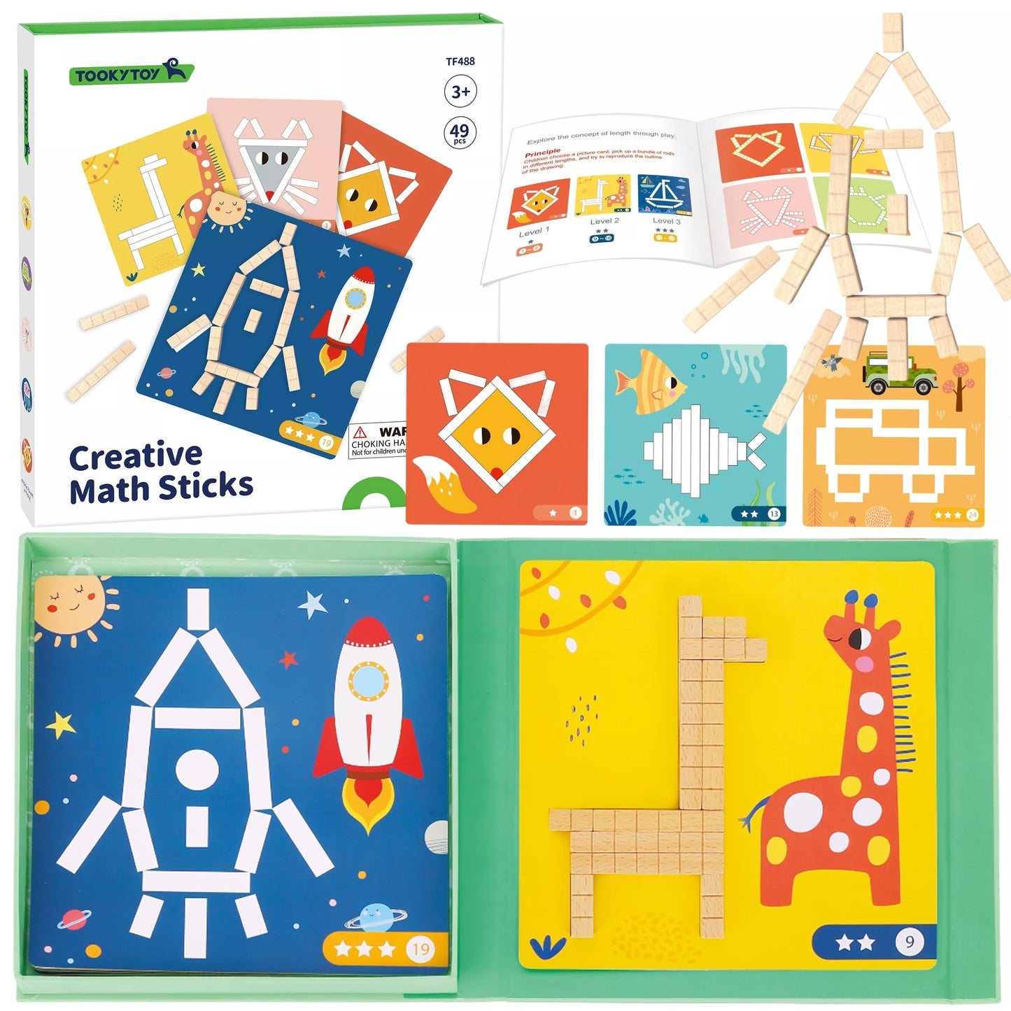 TOOKY TOY dėlionės loginis žaidimas dėlionės magnetiniai kaladėlės vaikams