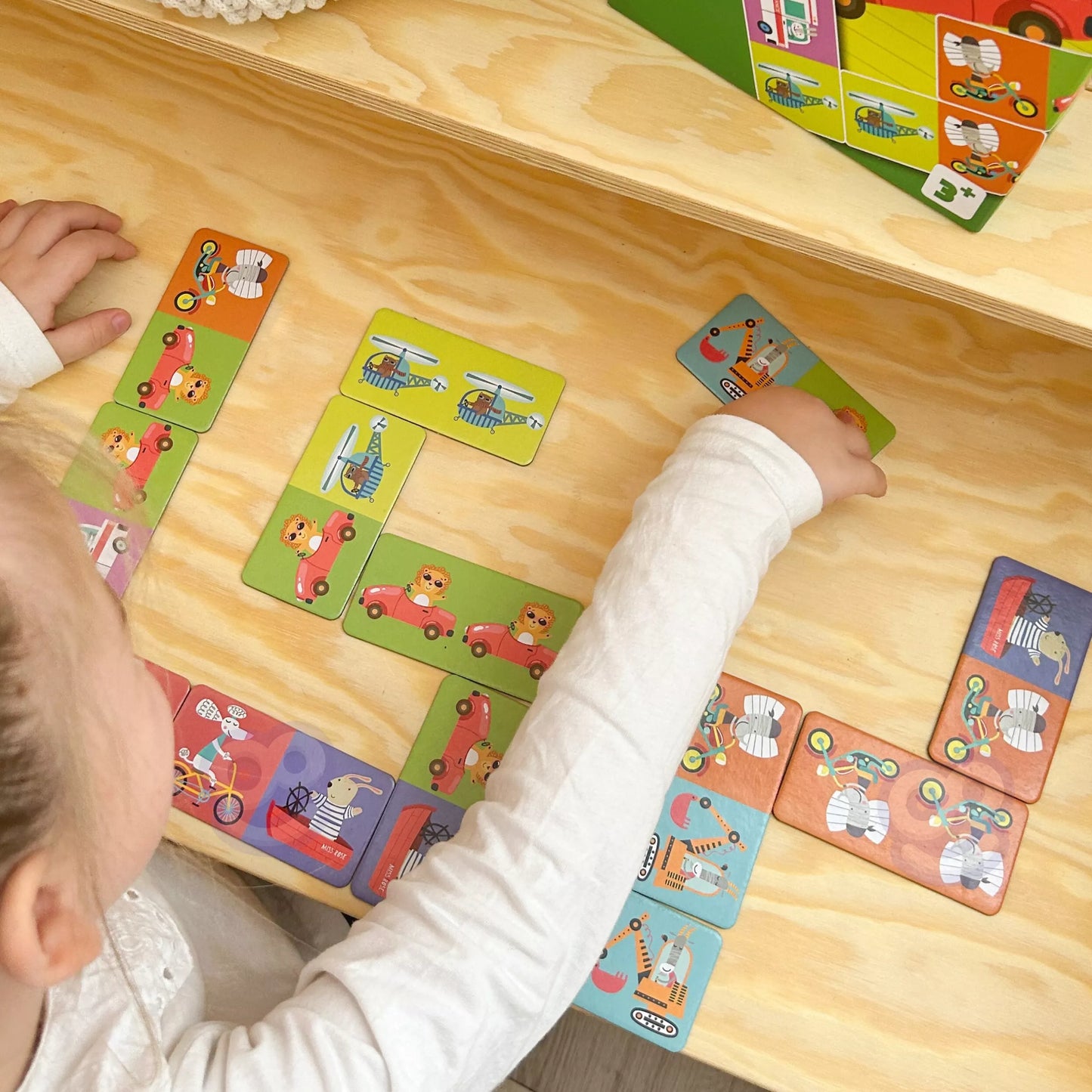 WOOPIE edukacinis žaidimas „Transportas ir gyvūnai“ – Montessori domino dėlionė