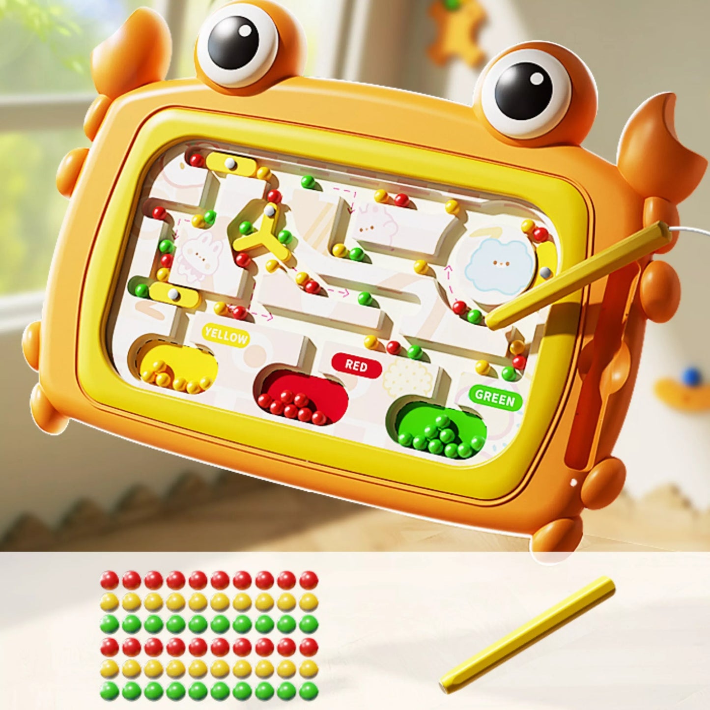 WOOPIE Montessori magnetinė lenta Krabų labirintas Oranžinė