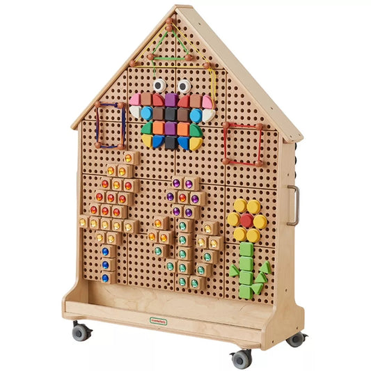 MASTERKIDZ medinė laisvai pastatoma STEM lenta XXL namelio formos.