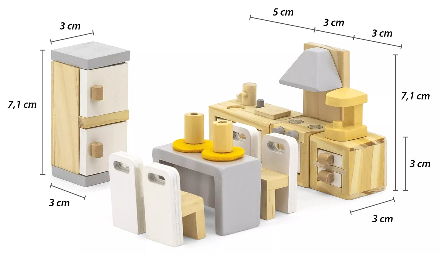 VIGA PolarB lėlių namelio baldų komplektas virtuvė ir valgomasis