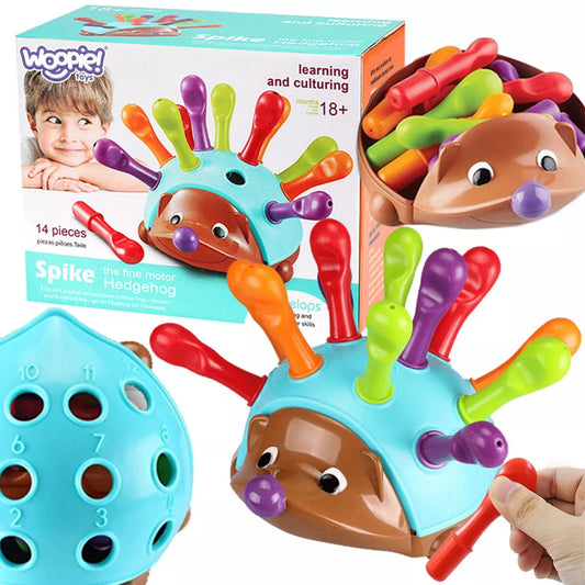 WOOPIE „Ežiuko rūšiavimo“ Montessori įgūdžių žaidimas – mokymosi skaičių ir spalvų žaidimas 4 viename