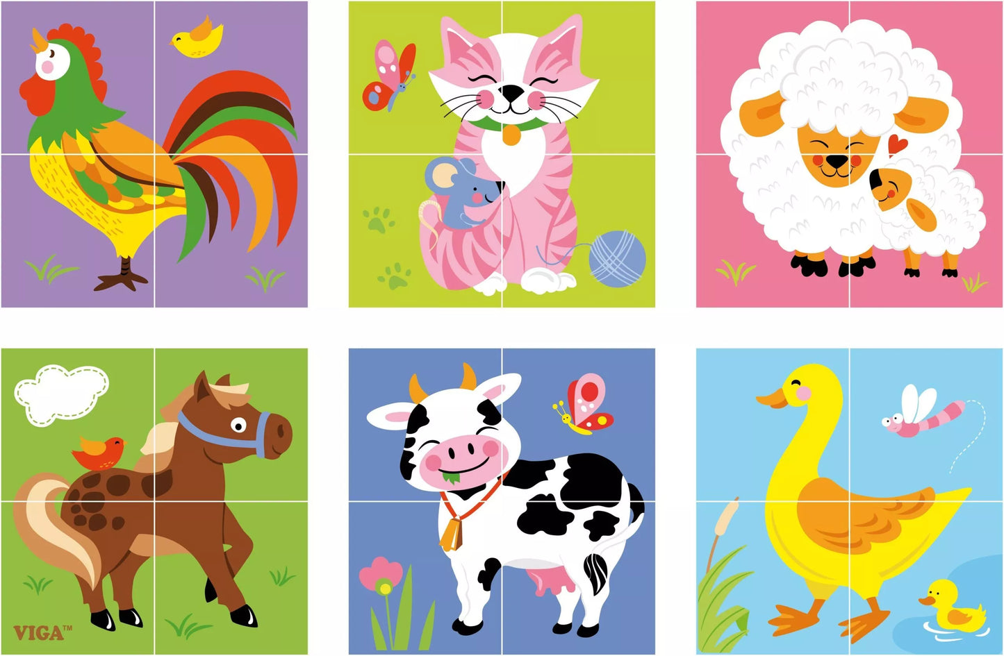  VIGA medinės dėlionės ūkis 4 kaladėlės