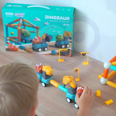 WOOPIE magnetiniai konstruktoriaus blokeliai „Dinozaurai“ – 84 vnt.
