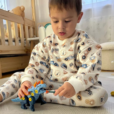 WOOPIE „Sukami dinozaurai“ – 3 dalių konstravimo rinkinys dėžėje su grąžtu ir atsuktuvu