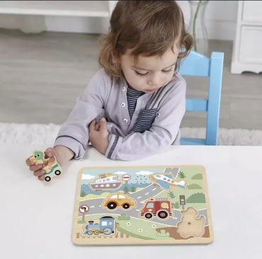 TOOKY TOY medinė interaktyvidėlionė – automobiliai