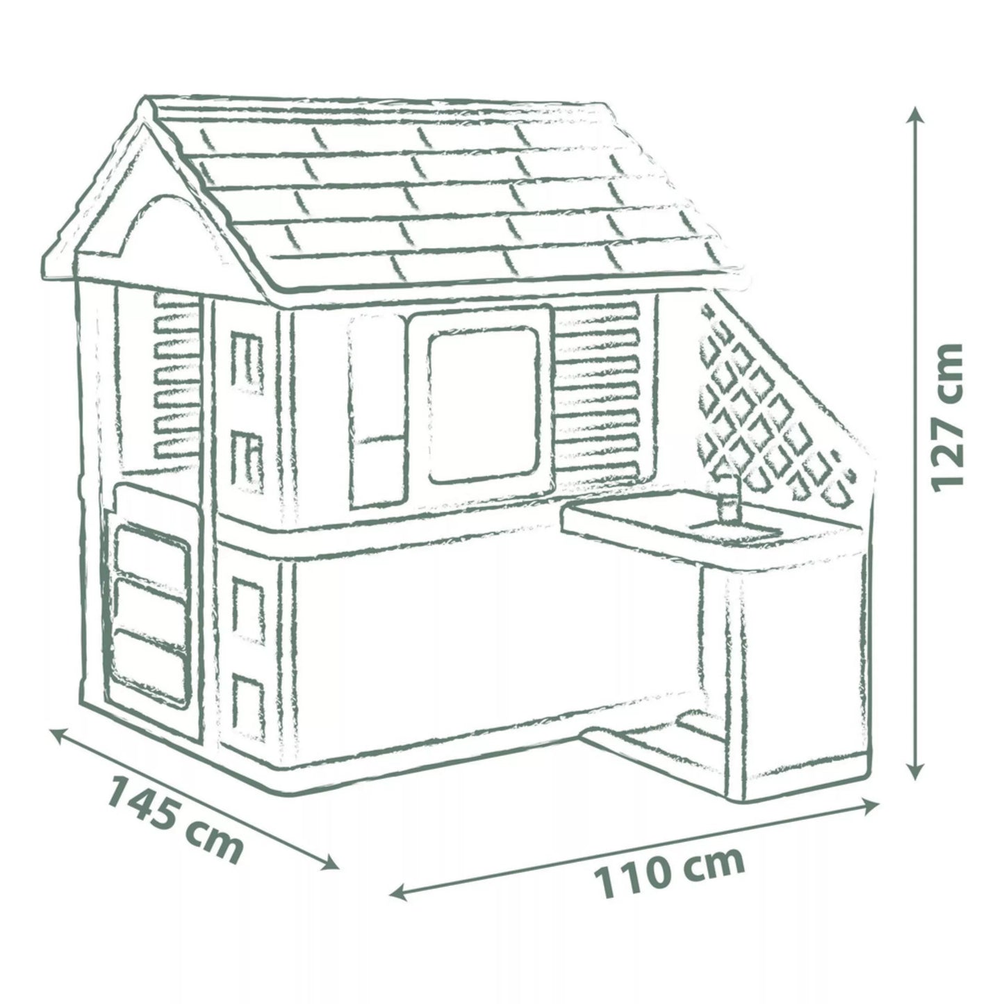 SMOBY Life PRETTY lauko žaidimų namelis su virtuvėle + 17 priedų