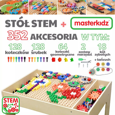 MASTERKIDZ medinis mokomasis stalas + SIENOS PRIEDAI