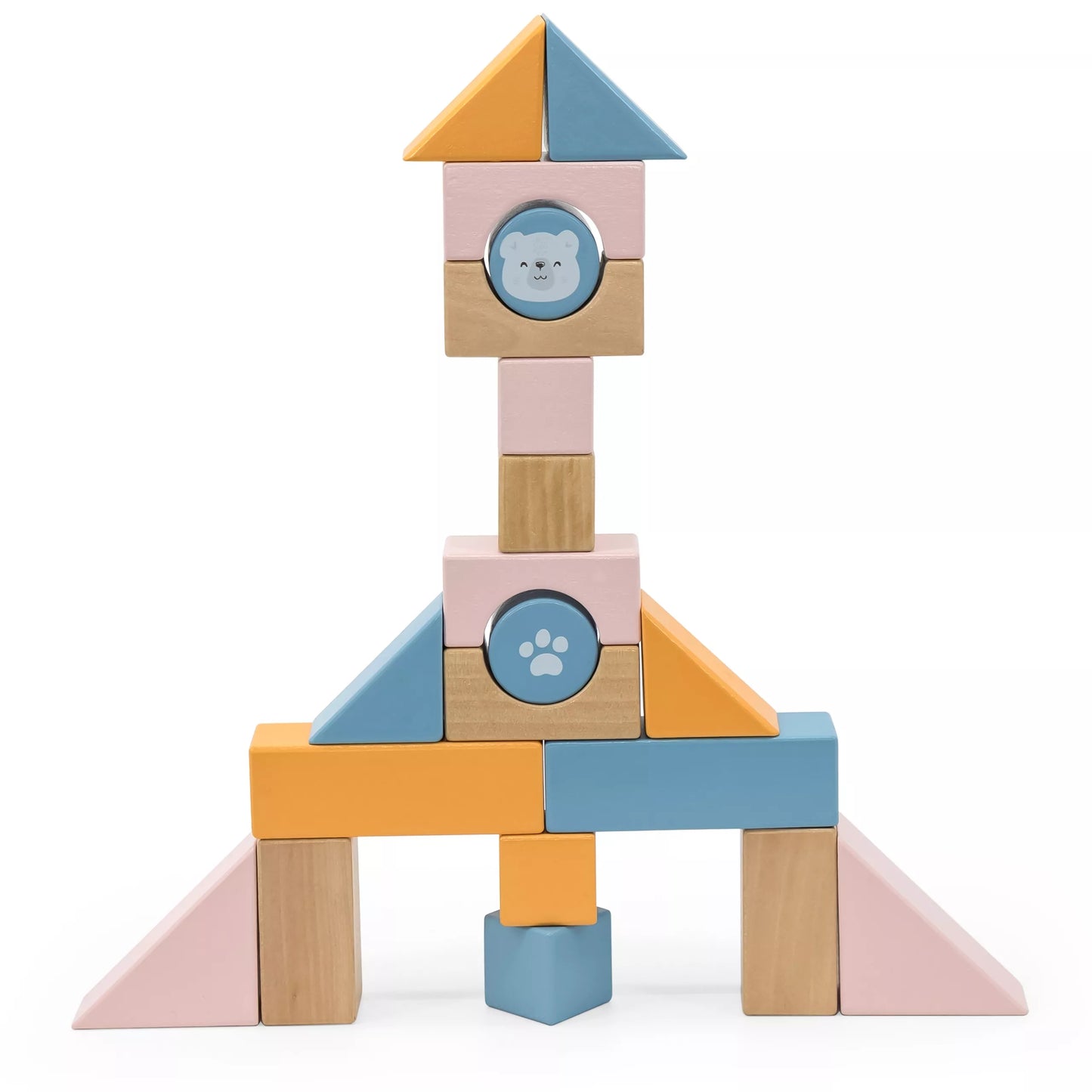 Medinis traukiamas vežimėlis ir kaladėlės