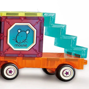 WOOPIE Magnetinių 3D kaladėlių traukinių rinkinys, 71 vnt.