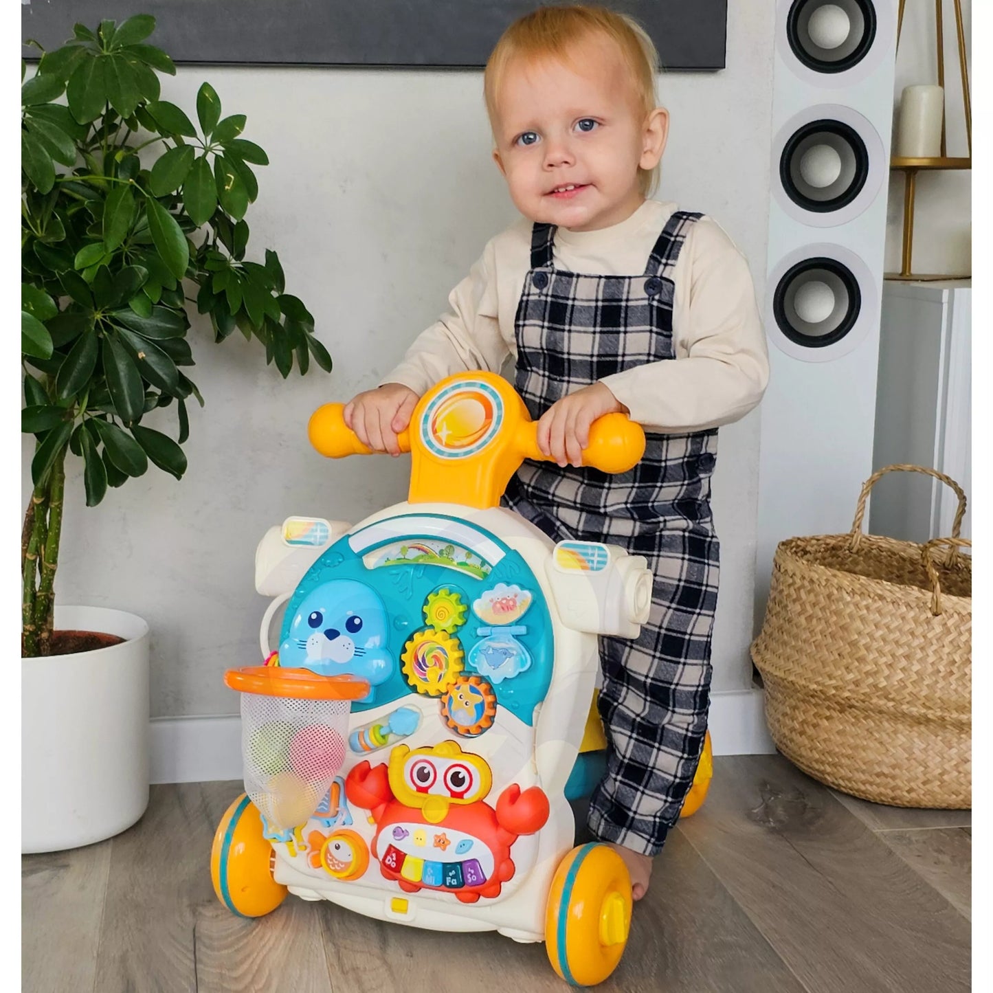 WOOPIE BABY stumdukas, vaikštynė, edukacinis staliukas ir paspirtukas – 4-in-1 žaislas vaikams