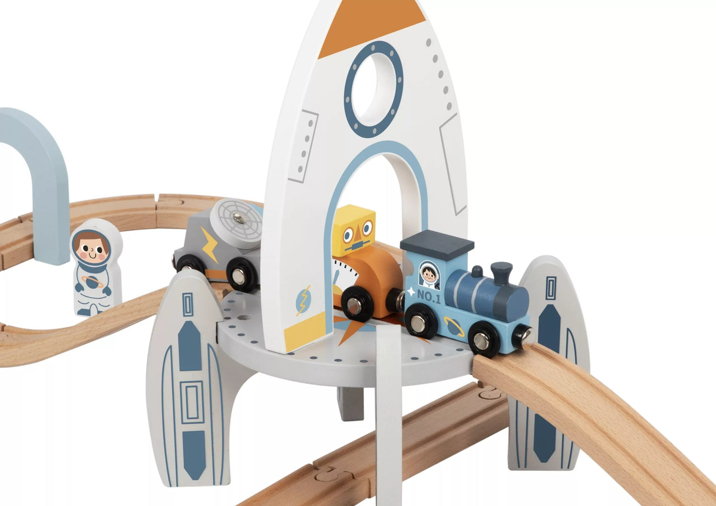 TOOKY TOY medinis kosminių traukinių rinkinys