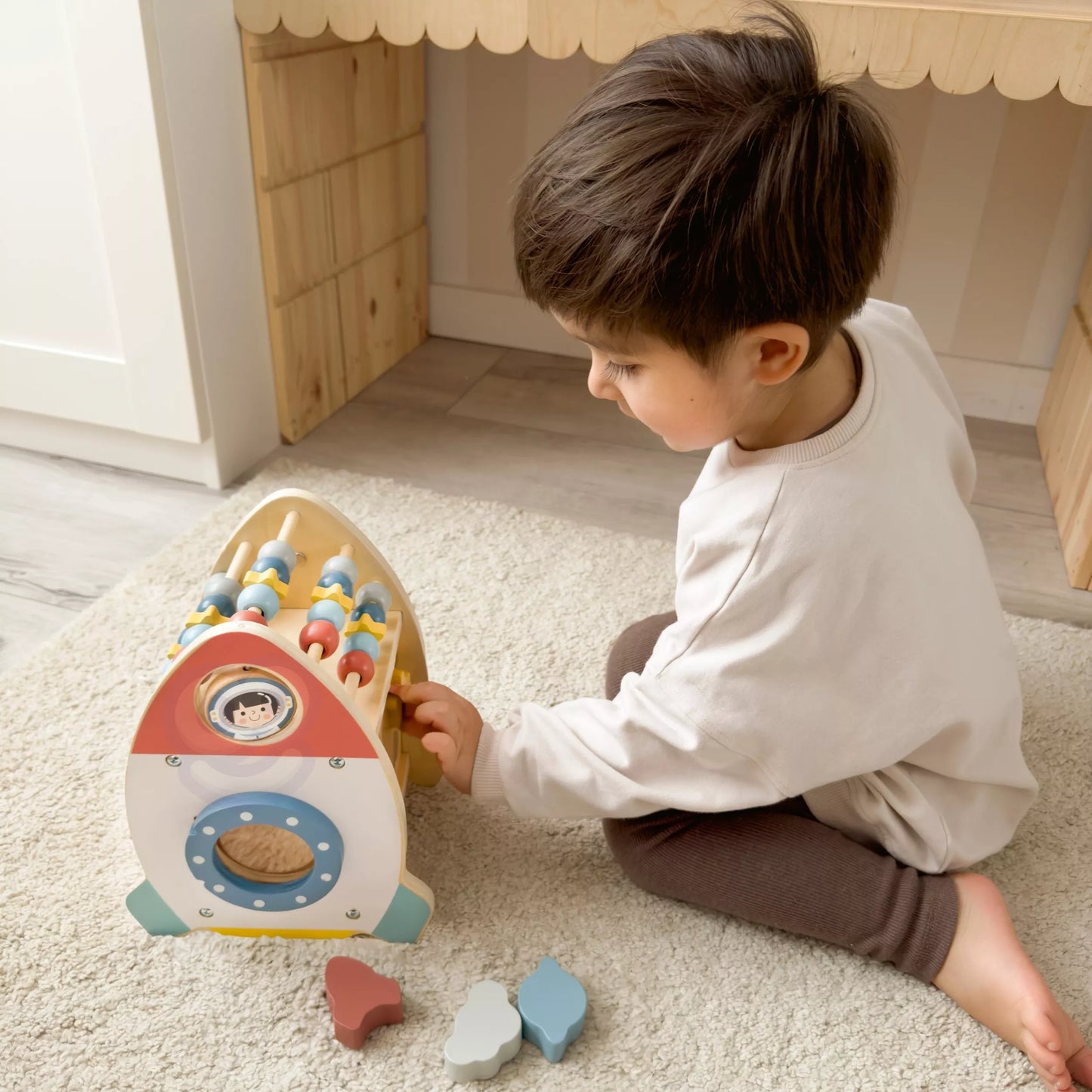 TOOKY TOY Medinė kosminė aktyvumo raketa