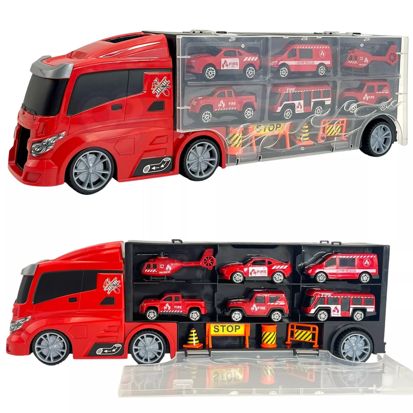 WOOPIE sunkvežimio transporterio rinkinys 3in1 raudonas 11 vnt.