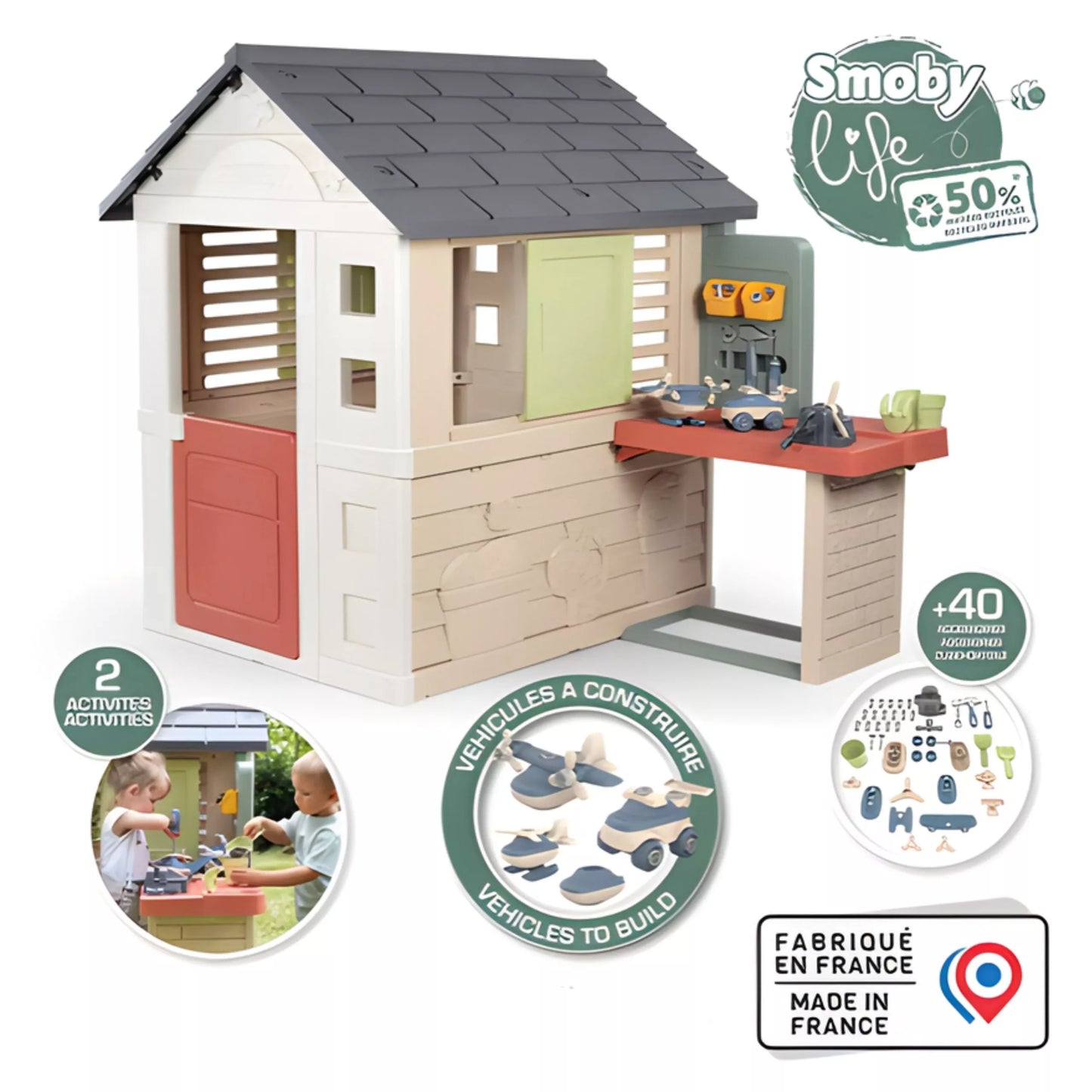 SMOBY namelis su dirbtuvėmis + 39 priedai