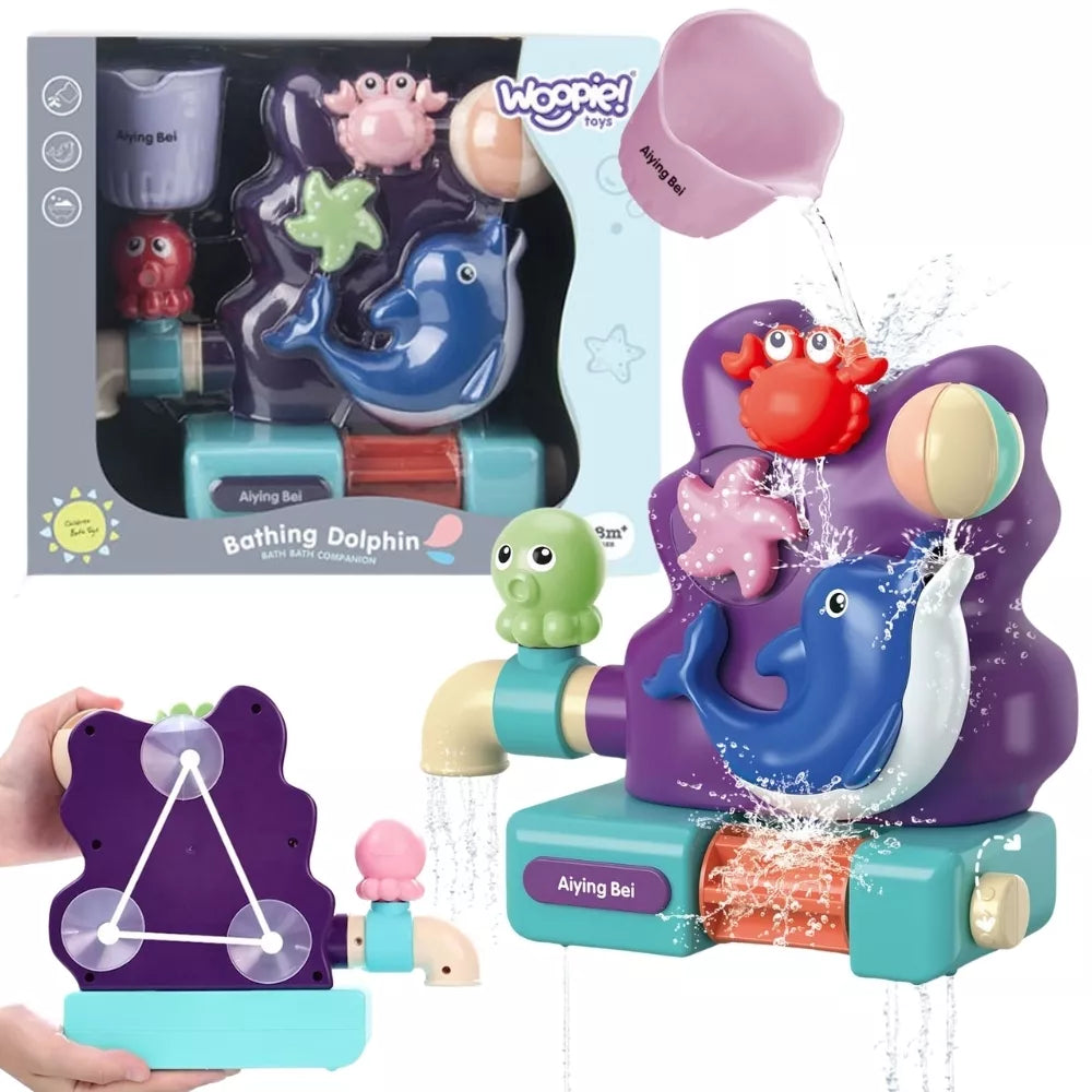WOOPIE BABY vonios žaislas, maišytuvas, perpildymo fontanas, krioklys, delfinas