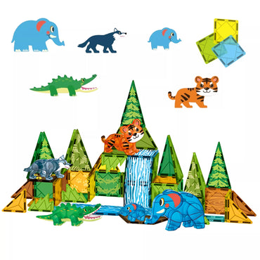 WOOPIE magnetiniai statybiniai blokai 3D džiunglių gyvūnų mokomasis rinkinys 45el.