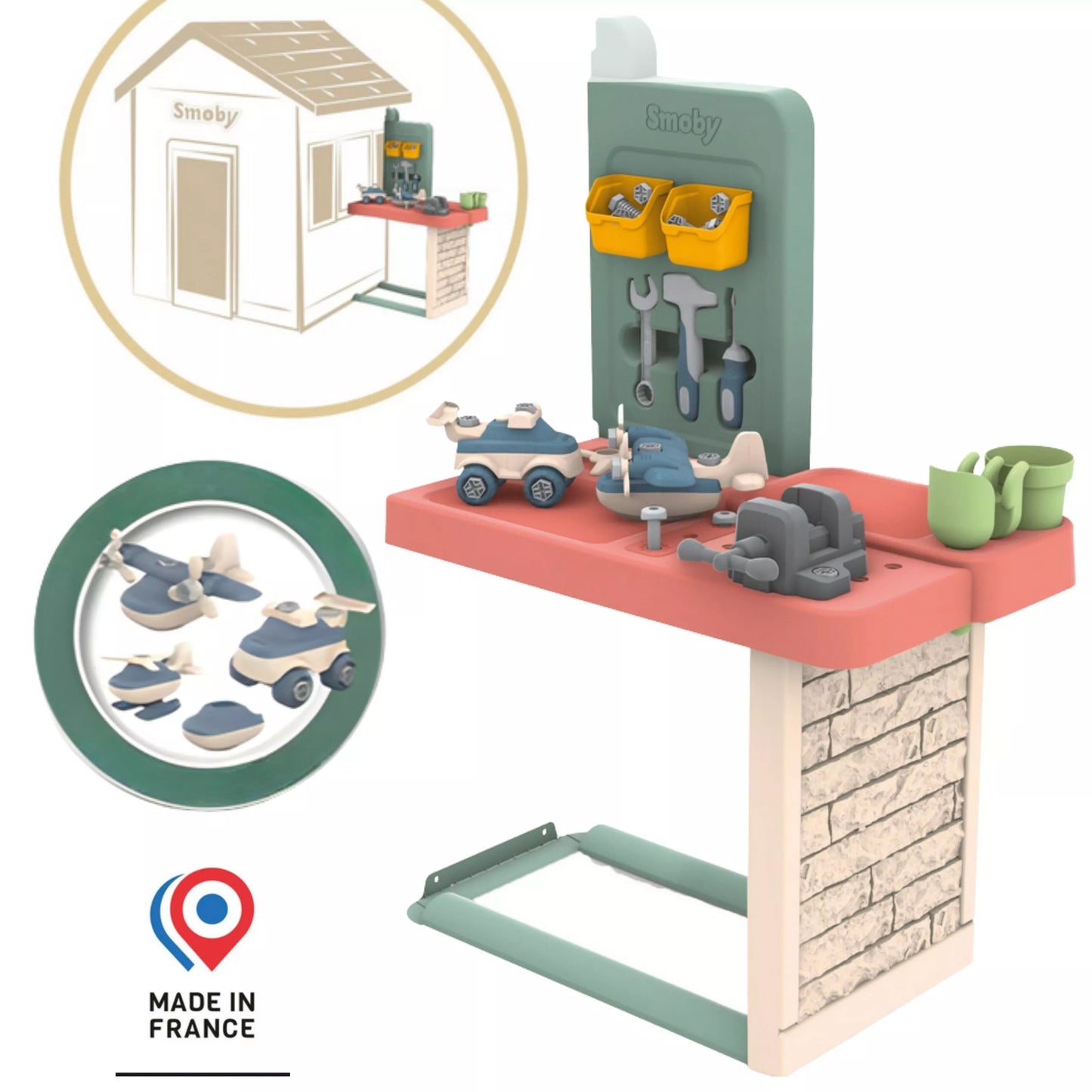 SMOBY papildomas darbo staliukas–dirbtuvės su aksesuarais