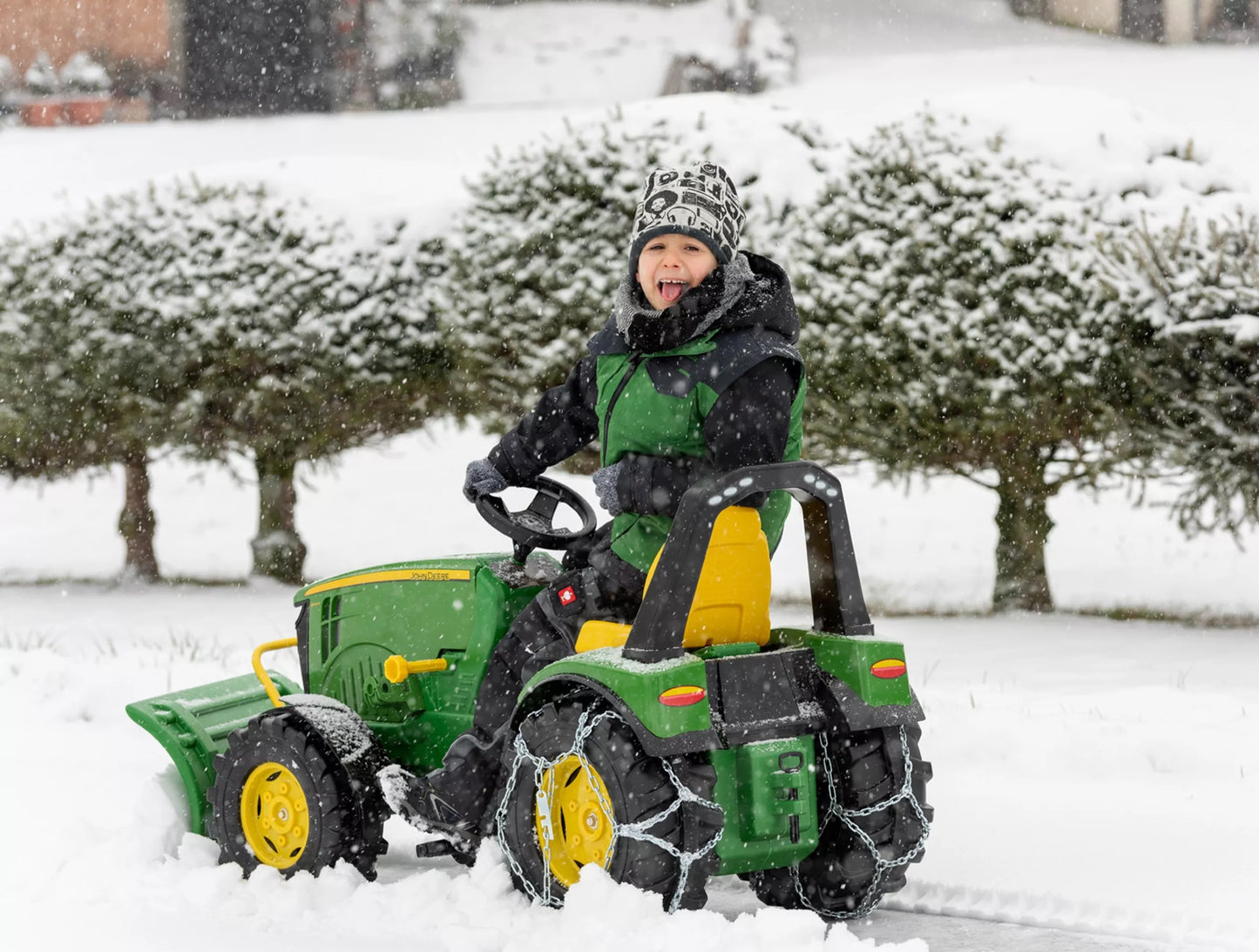 RollyX-Trac Premium John Deere Pedalinis traktoriaus kaušas tylūs ratai 3–10 metų iki 50 kg
