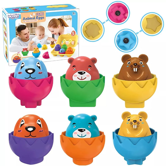 Woopie edukaciniai gyvūnėlių kiaušiniai su emocijomis ir formomis (6 vnt.)
