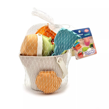 Woopie GREEN ekologiškas smėlio rinkinys kibirėlyje (7 vnt.)