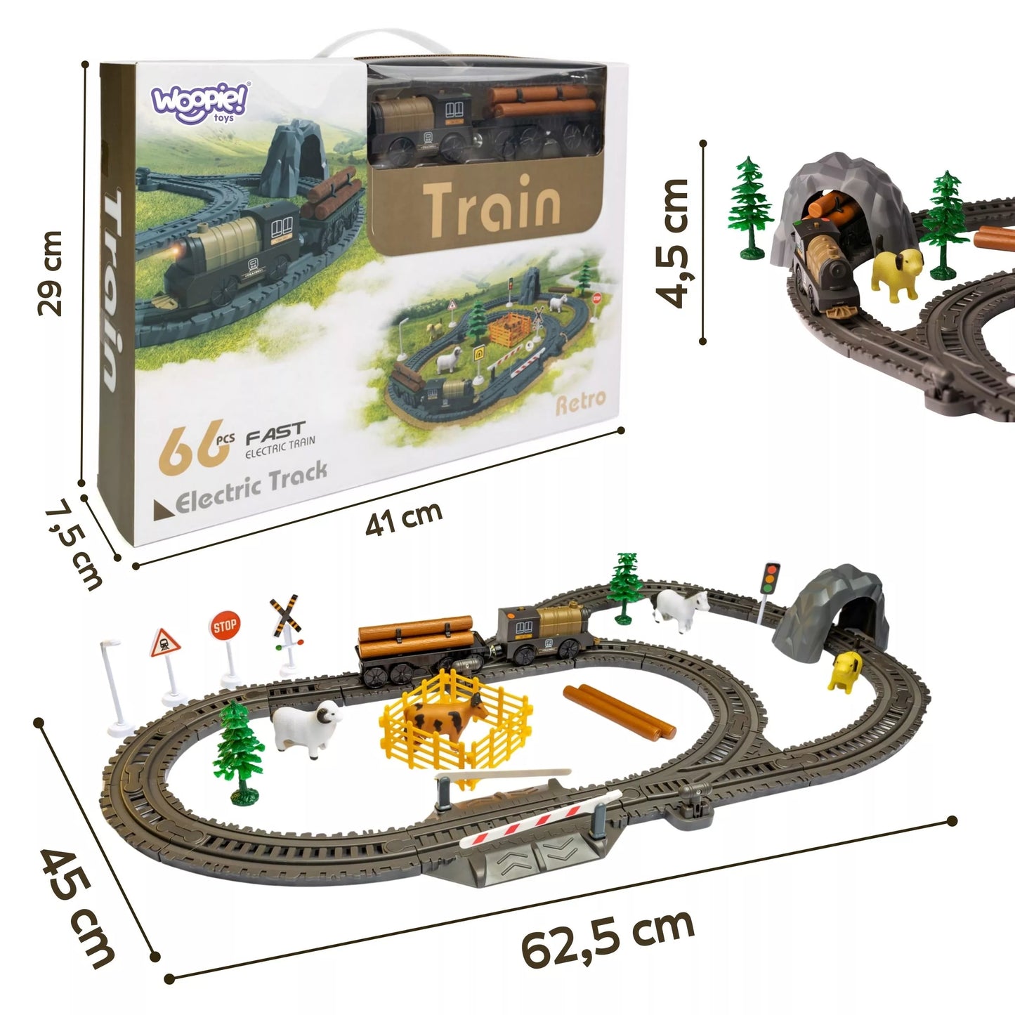 OOPIE elektrinis geležinkelio lokomotyvas Retro Farma Tor XL 66 vnt.